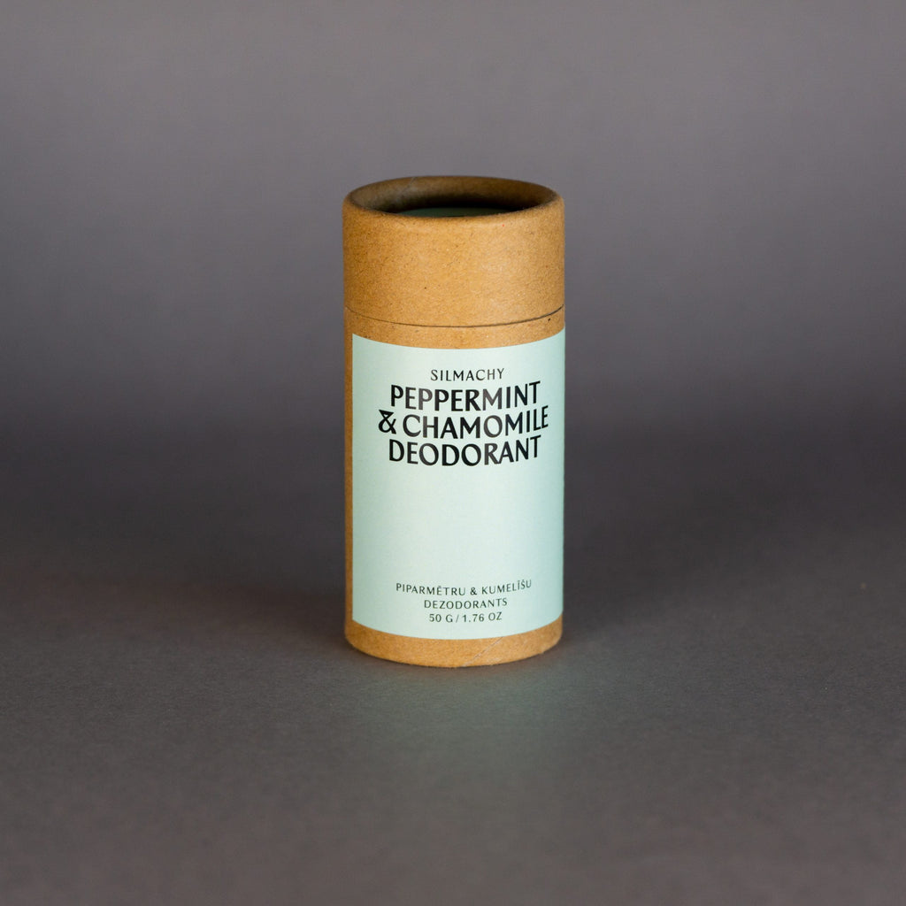 Peppermint & Chamomile natural deodorant in home compostable tube