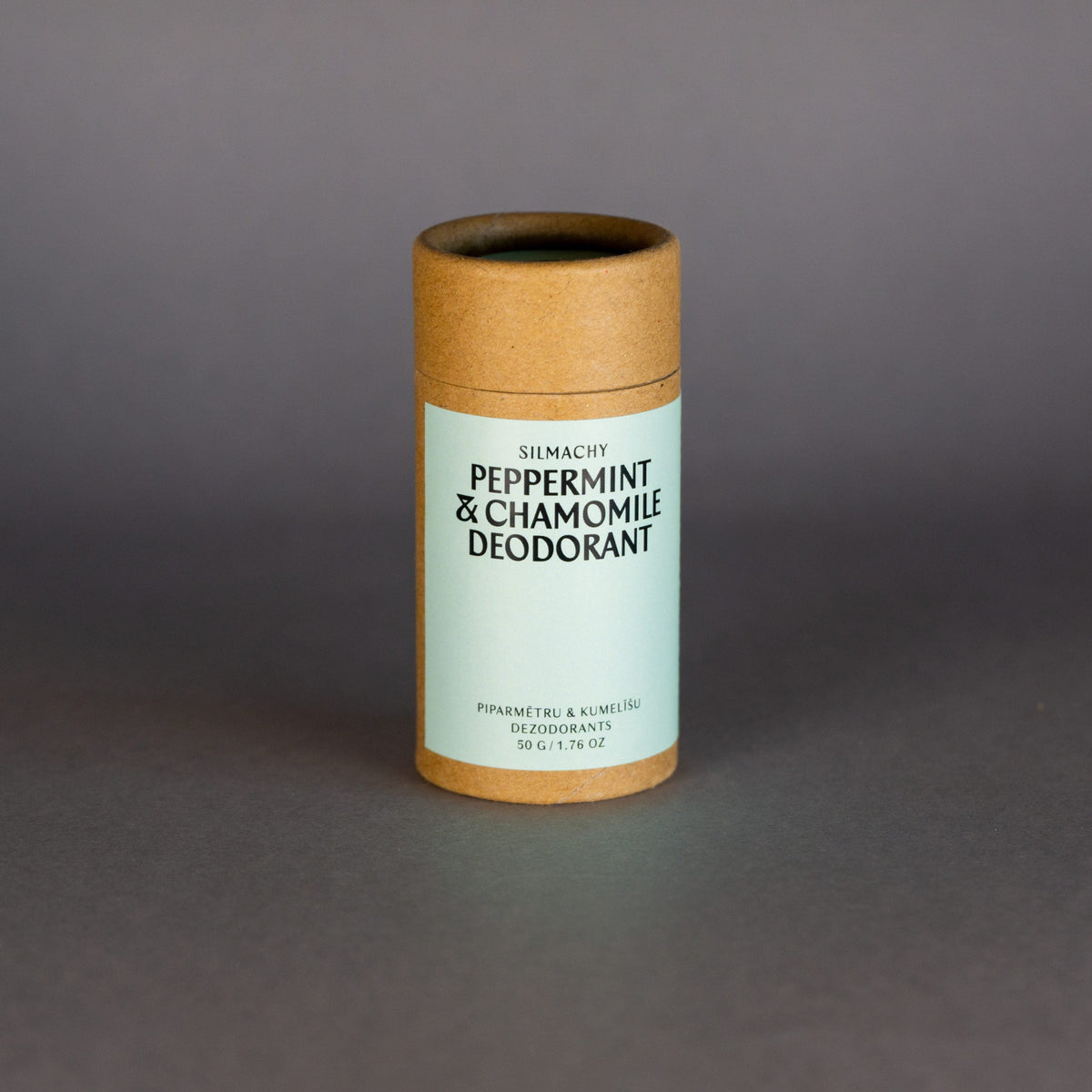 Peppermint & Chamomile natural deodorant in home compostable tube